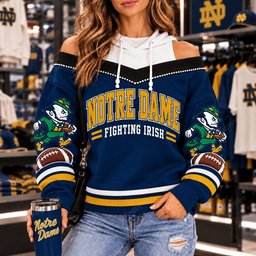 Notre Dame Fighting Irish Hooded Off The Shoulder Sweatshirt