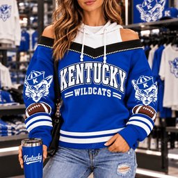 Kentucky Wildcats Hooded Off The Shoulder Sweatshirt