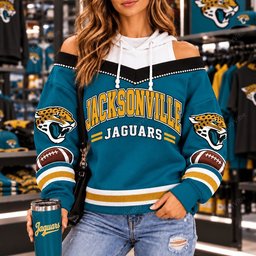 Jacksonville Jaguars Hooded Off The Shoulder Sweatshirt