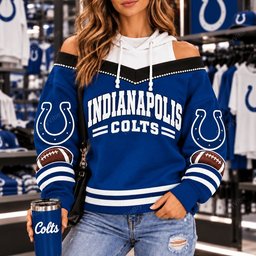 Indianapolis Colts Hooded Off The Shoulder Sweatshirt