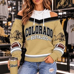 Colorado Buffaloes Hooded Off The Shoulder Sweatshirt