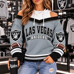 Las Vegas Raiders Hooded Off The Shoulder Sweatshirt