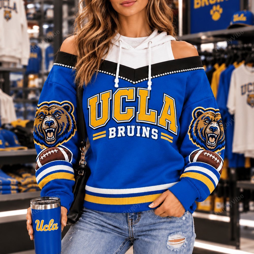 UCLA Bruins Hooded Off The Shoulder Sweatshirt