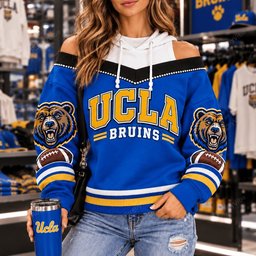 UCLA Bruins Hooded Off The Shoulder Sweatshirt