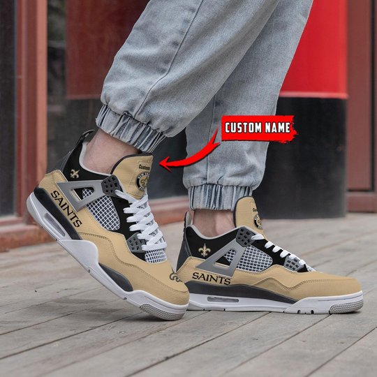 New Orleans Saints Personalized Air Jordan 4 Sneaker