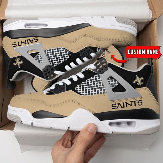 New Orleans Saints Personalized Air Jordan 4 Sneaker
