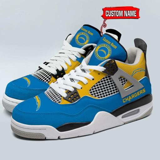 Los Angeles Chargers Personalized Air Jordan 4 Sneaker