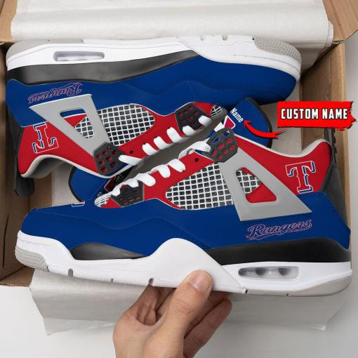 Texas Rangers Personalized Air Jordan 4 Sneakers