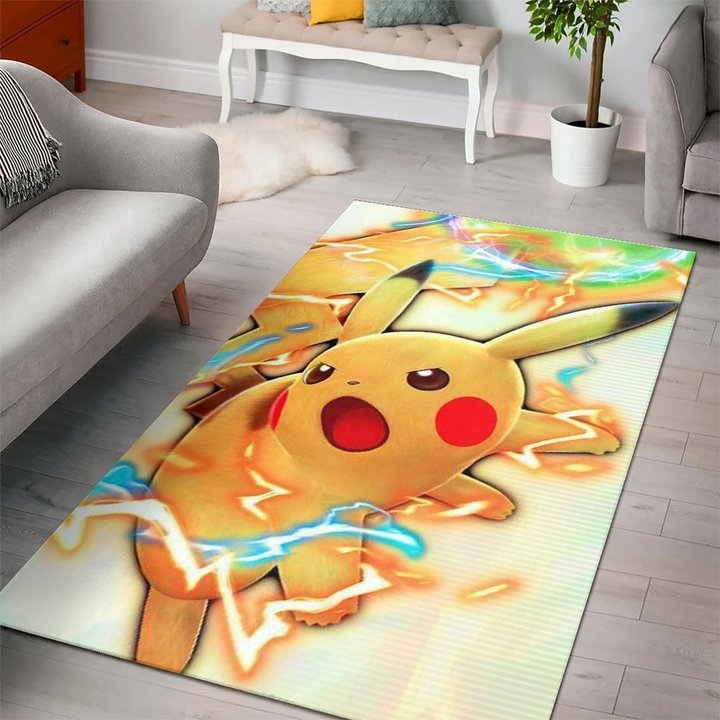 Pikachu Rectangle Rug Let'S Go Pikachu Anime Rug - Custom Size And Printing - Snakeislandz