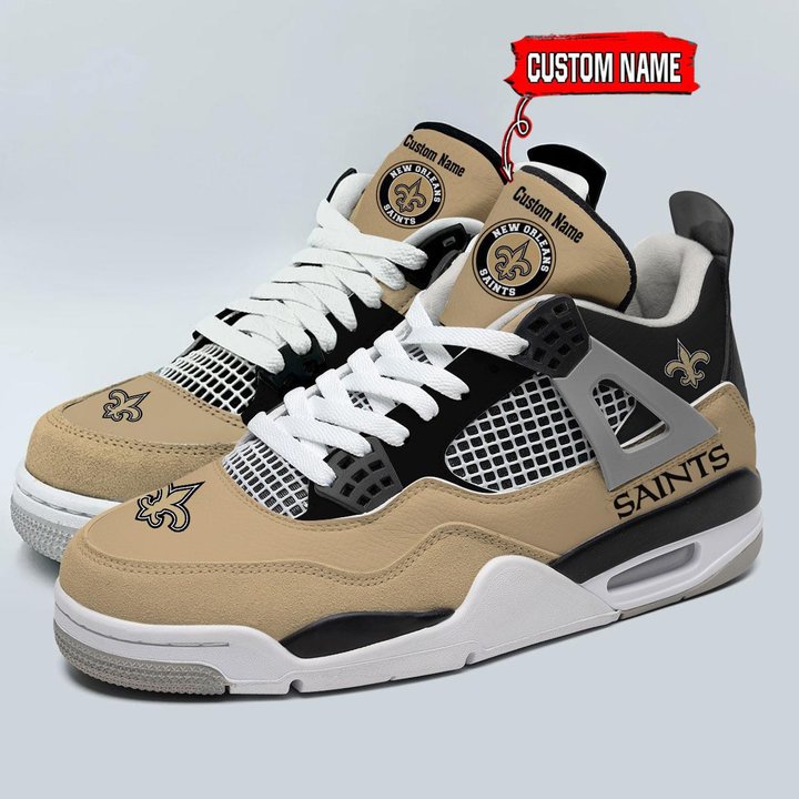 New Orleans Saints Personalized Air Jordan 4 Sneaker