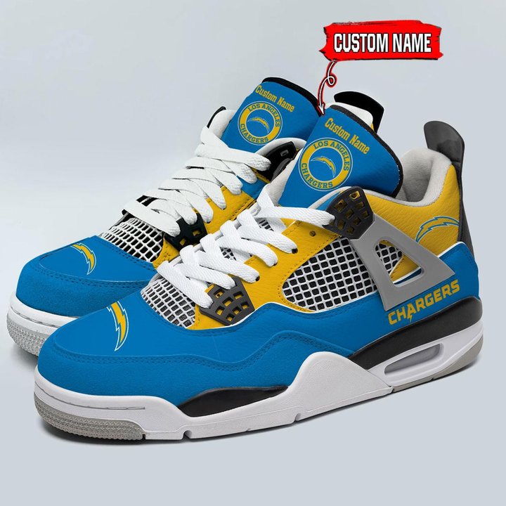 Los Angeles Chargers Personalized Air Jordan 4 Sneaker