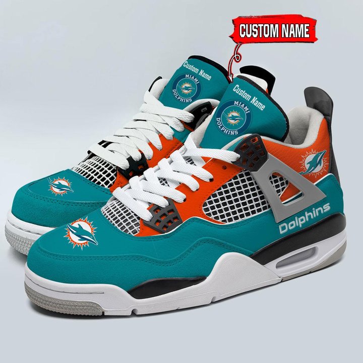 Miami Dolphins Personalized Air Jordan 4 Sneaker