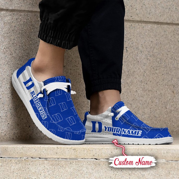 Duke Blue Pattern Duke Blue Devils Logo Pattern Hey Dude Shoes - Snakeislandz