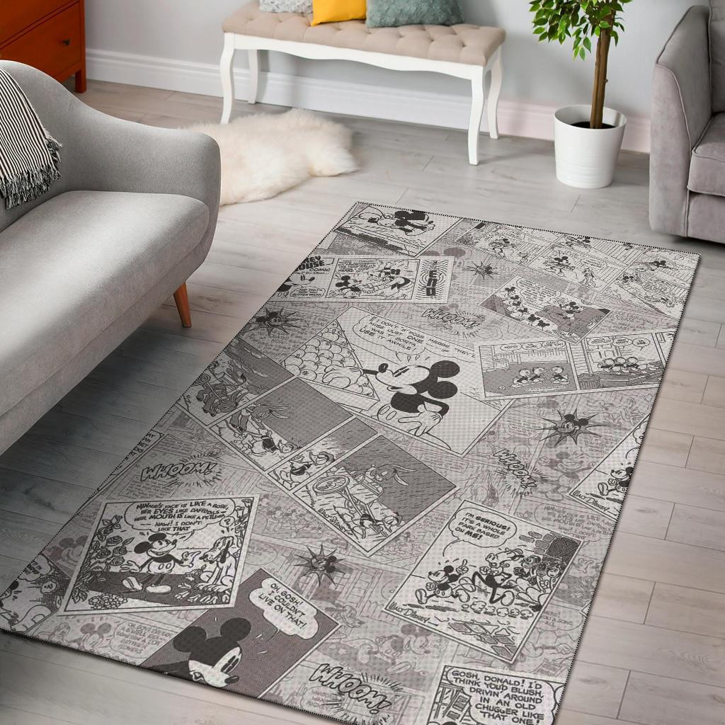 Mickey Rug Grey Cute Mickey Mouse Area Rug - Snakeislandz
