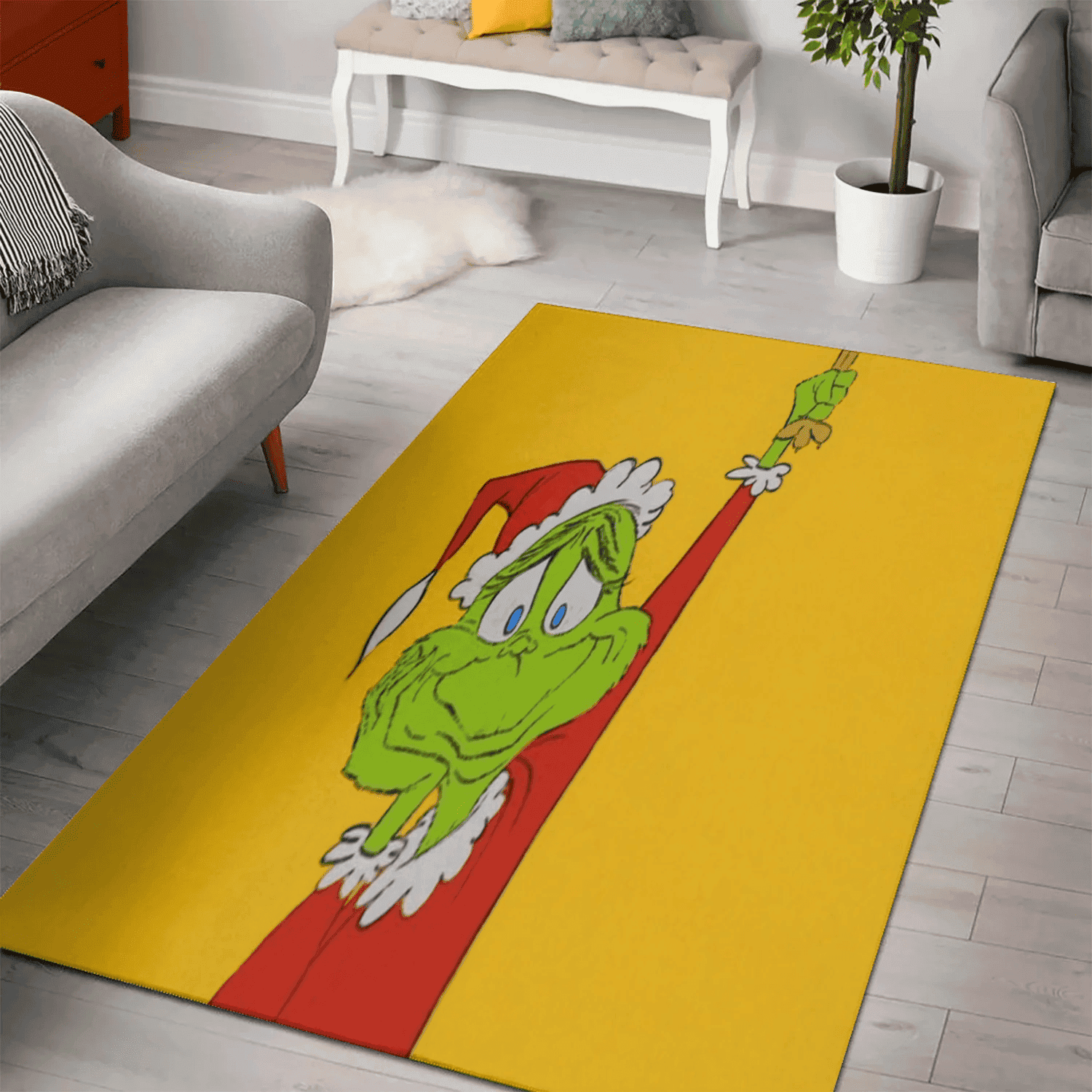 The Grinch Christmas Grinch Yellow 1 3D Area Rug Full Printing Living ...