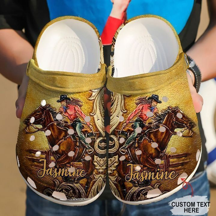 Barrel Racing Personalized Girl Classic Clogs Shoes - Snakeislandz