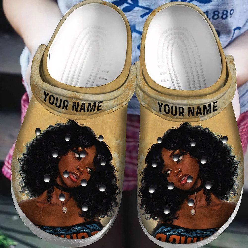 Personalized Black Girl Art African American Classic Clogs Shoes ...