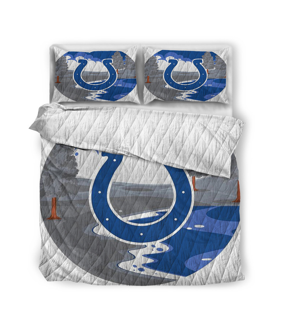 Quilt Pattern Colt Indianapolis Colts Horseshoe Sky Lake 3D All Over Print Quilt Bed Sets ...