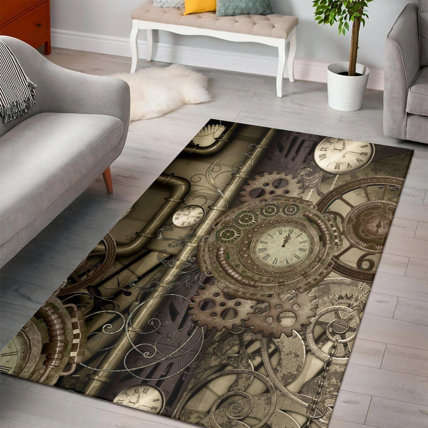 Steampunk Design Music Rug - Custom Size And Printing - Snakeislandz