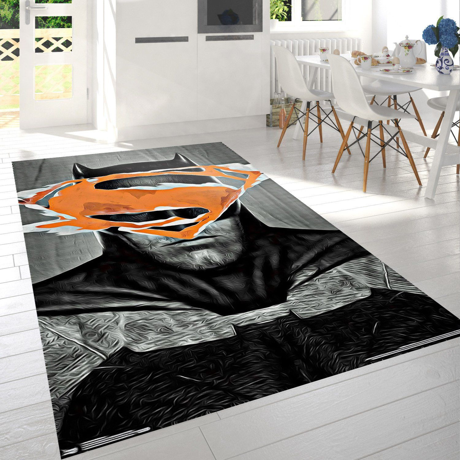 Batman - Superman Logo Rug - Custom Size And Printing - Snakeislandz