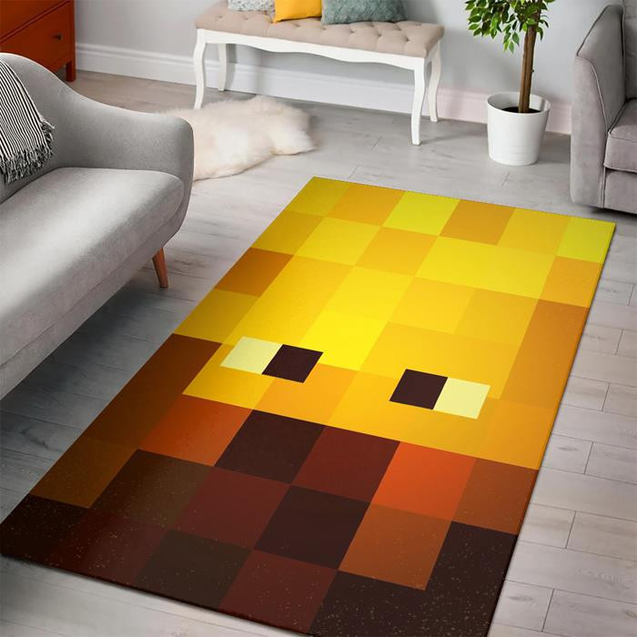 Minecraft Face Blaze Fan Art Rug - Custom Size And Printing - Snakeislandz