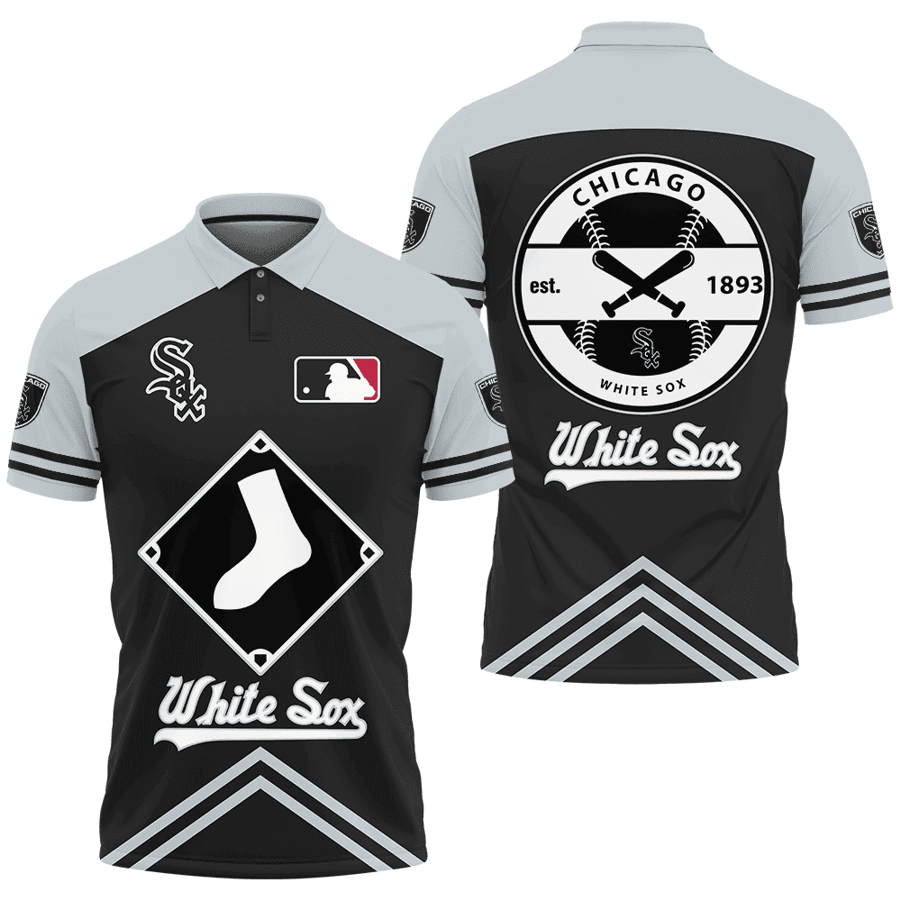 MLB Chicago White Sox Circle Team Logo On Back Printed 3D Polo Shirt ...