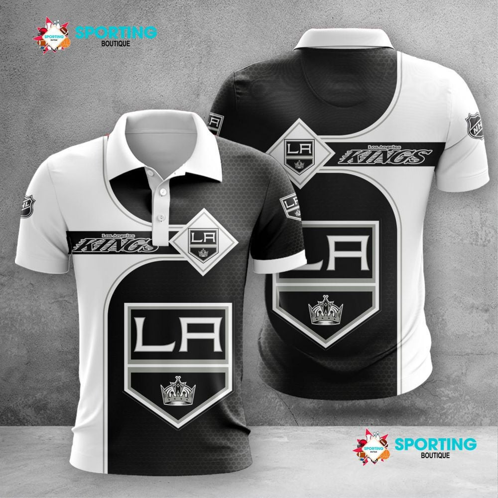 Los Angeles Kings NHL Team Logo Hexagon Pattern Printed 3D Polo Shirt ...