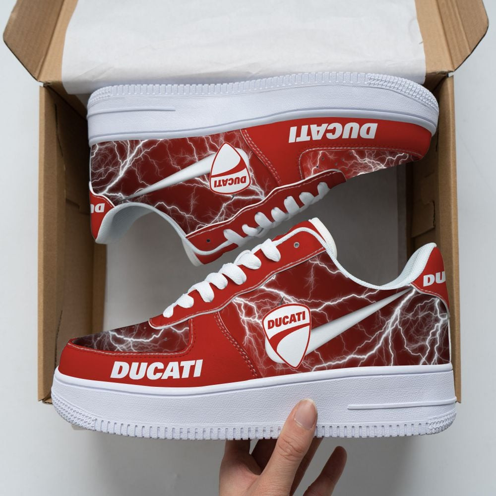 Ducati Thunder Red Pattern Air Force 1 Shoes Sneakers - Snakeislandz