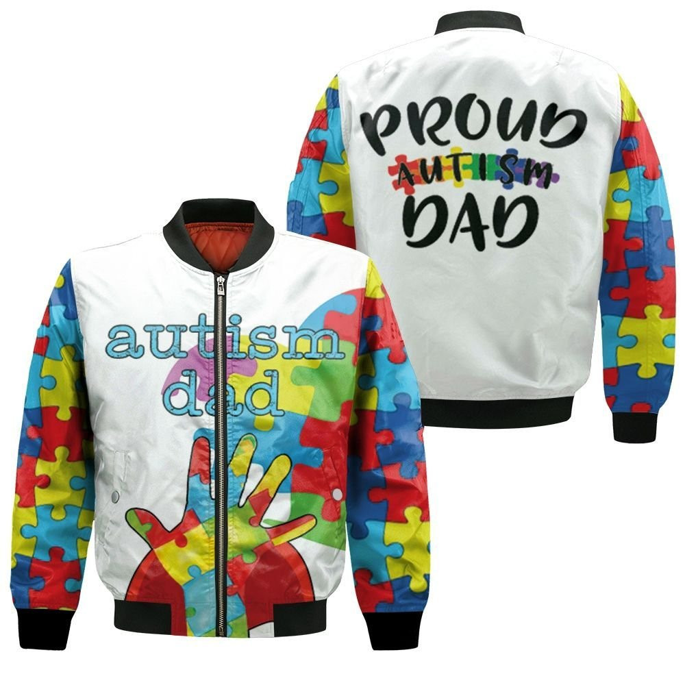 Autism Dad Superhero Shirt Autism Support Bomber Jacket - Snakeislandz