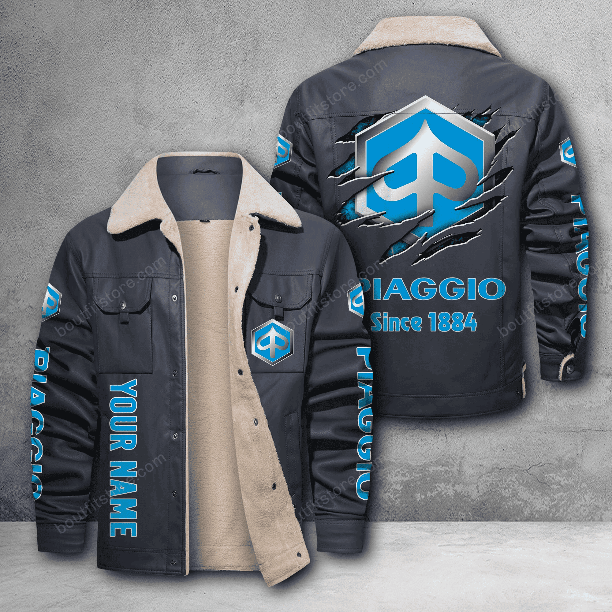 Piaggio Jacket Piaggio DMH Custom Name 2D Stand Collar Jacket - Snakeislandz