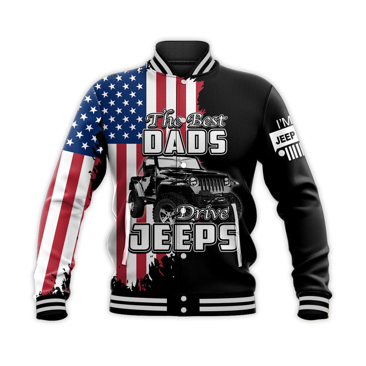 Custom Jeep Dad Baseball Jacket For Father Day No.1 Black Style Lt6 ...