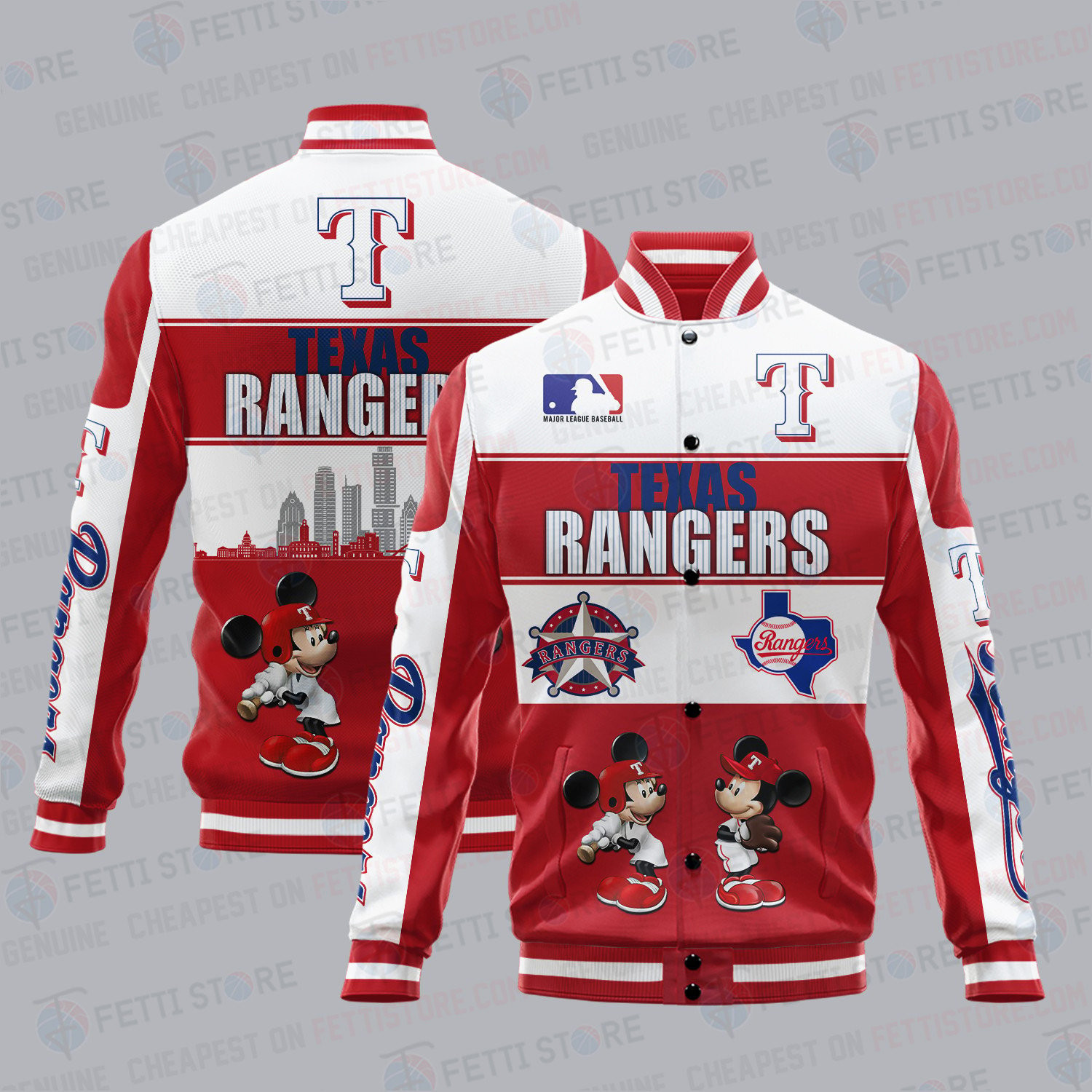 Texas Rangers Pattern Material Texas Rangers City And Logo Pattern Print Varsity Jacket - Hearthtops ...