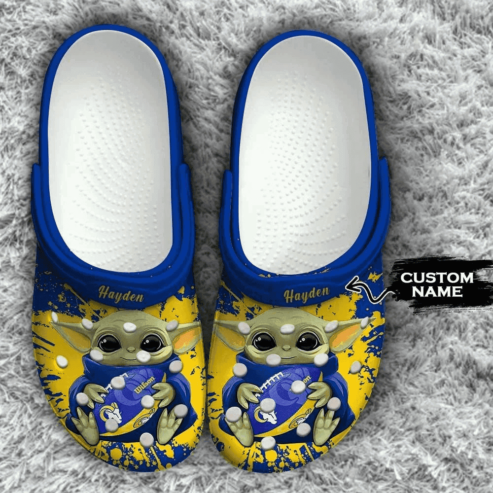 La Rams Clogs Los Angeles Rams Baby Yoda Custom Name Crocs Classic Clogs Shoes ...