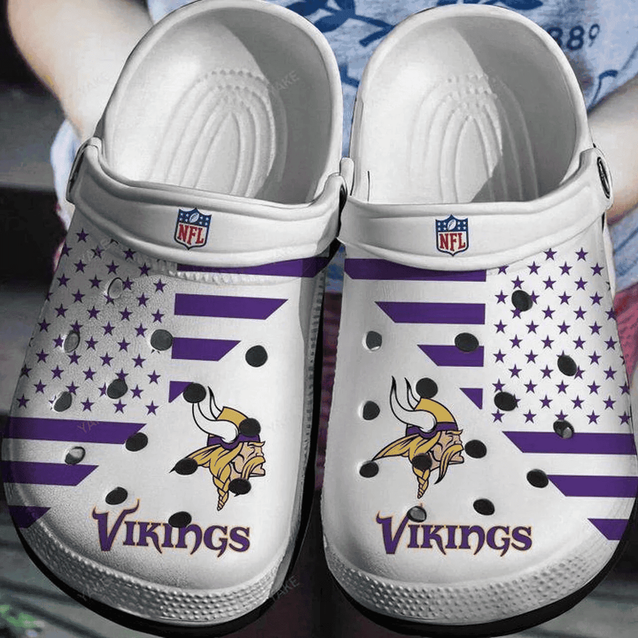 Water Pattern Crocs Minnesota Vikings White Pattern Crocs Clog Comfortable Water Shoes ...