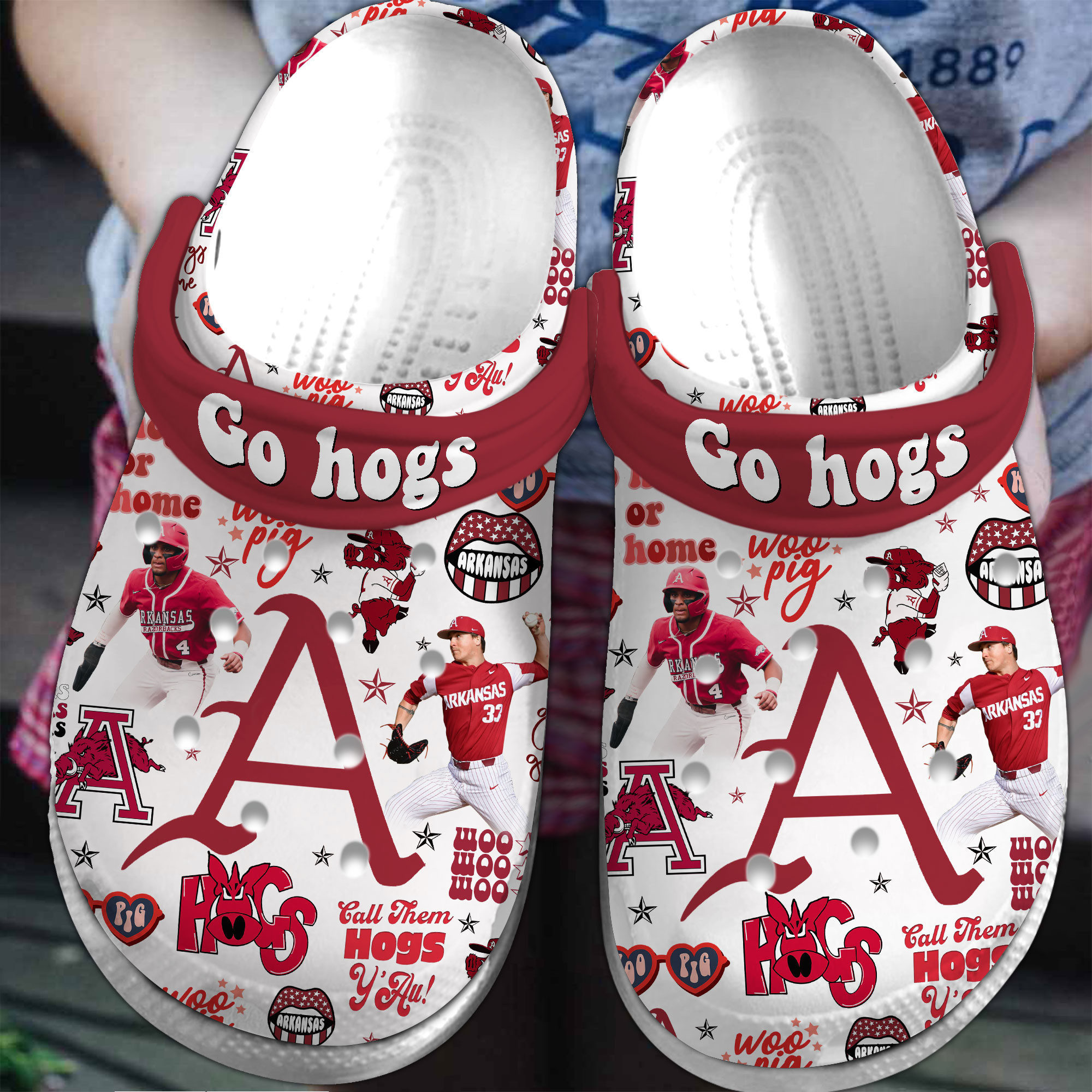 Arkansas Razorbacks Team Mascot Logo NCAA Red White Crocs Classic Clogs ...