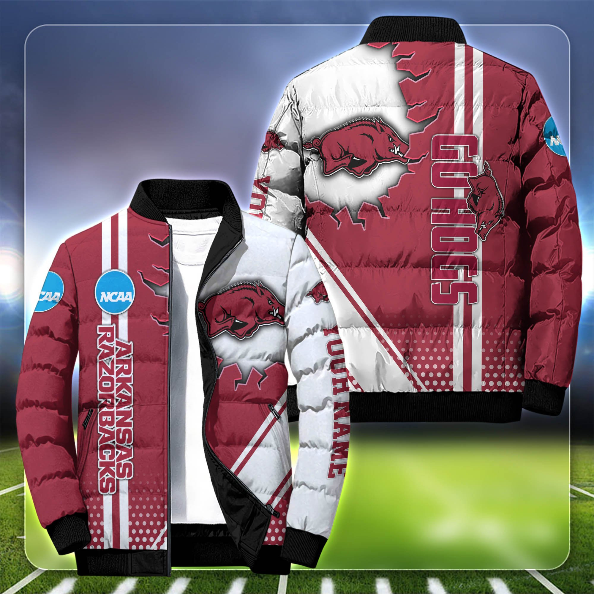 Arkansas Razorbacks Personalized Outdoor Coat Puffer Jacket ETHY-53039 ...