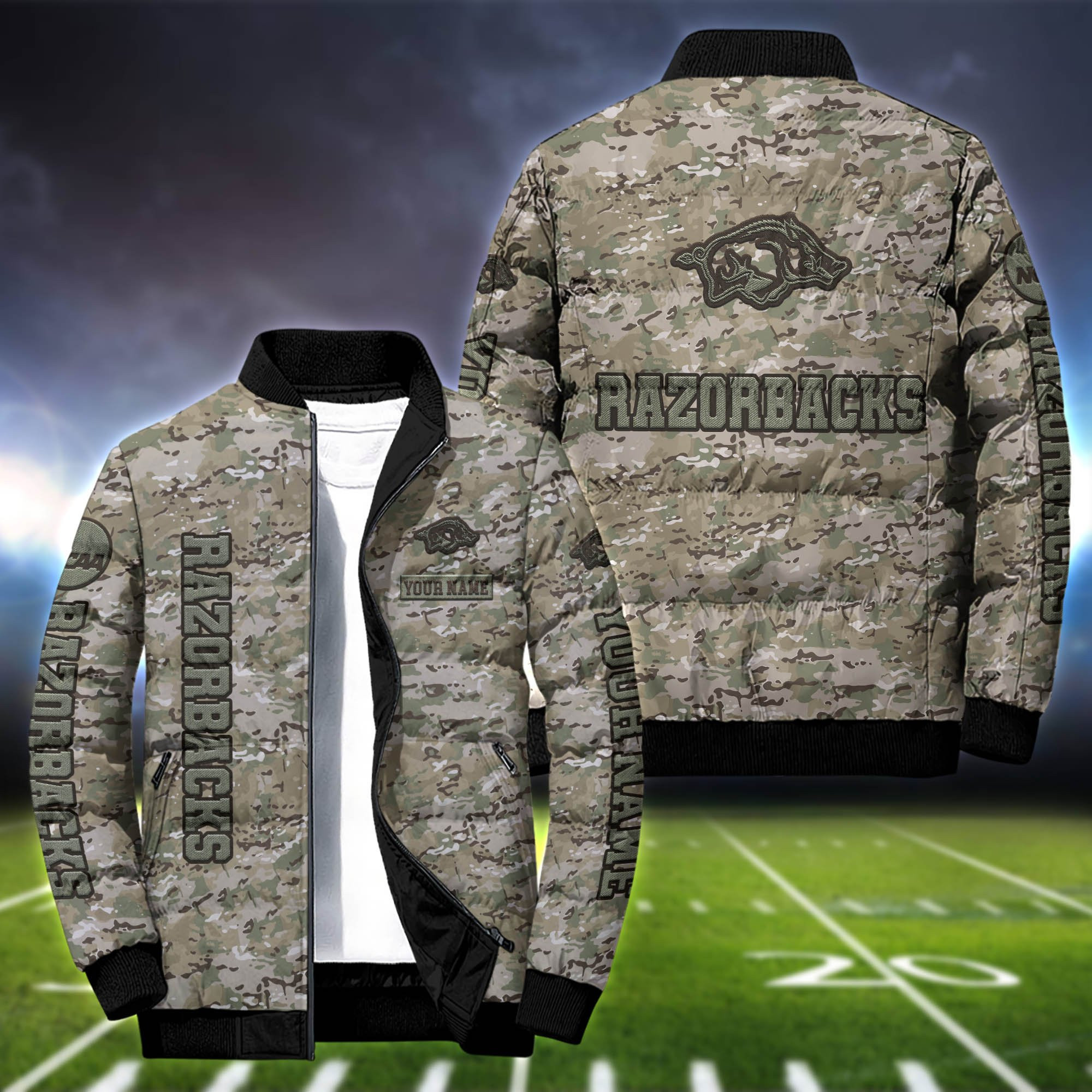 Arkansas Razorbacks Personalized Outdoor Coat Puffer Jacket ETHY-52764 ...