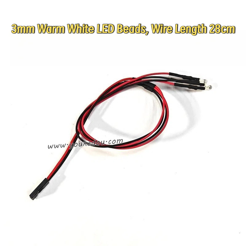 RC Car 3mm White LED Light Strip, 30cm Wire, Pre-Soldered LED for RC Vehicle Lighting Upgrade