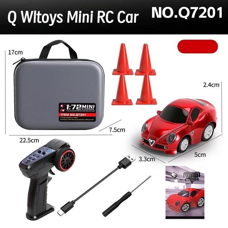 WLtoys Q7201 1/72 2.4G Mini RC Car Three Colors 4.1km/h Red