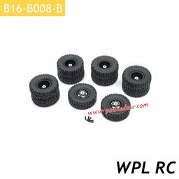 6WD Black Wheel Hub with Tires Set