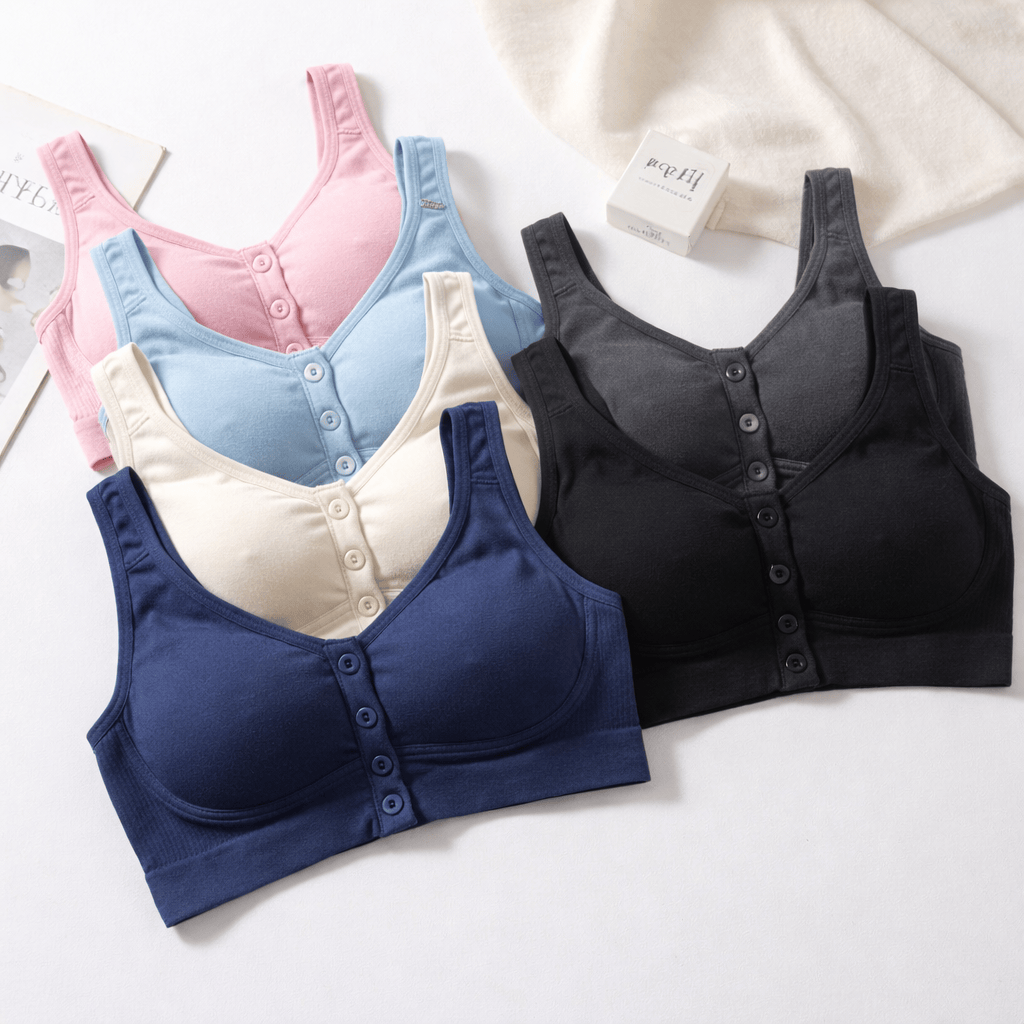 6 pc Seamless Front Button Women Comfortable Cotton Bra WB2 - Faze Fashion
