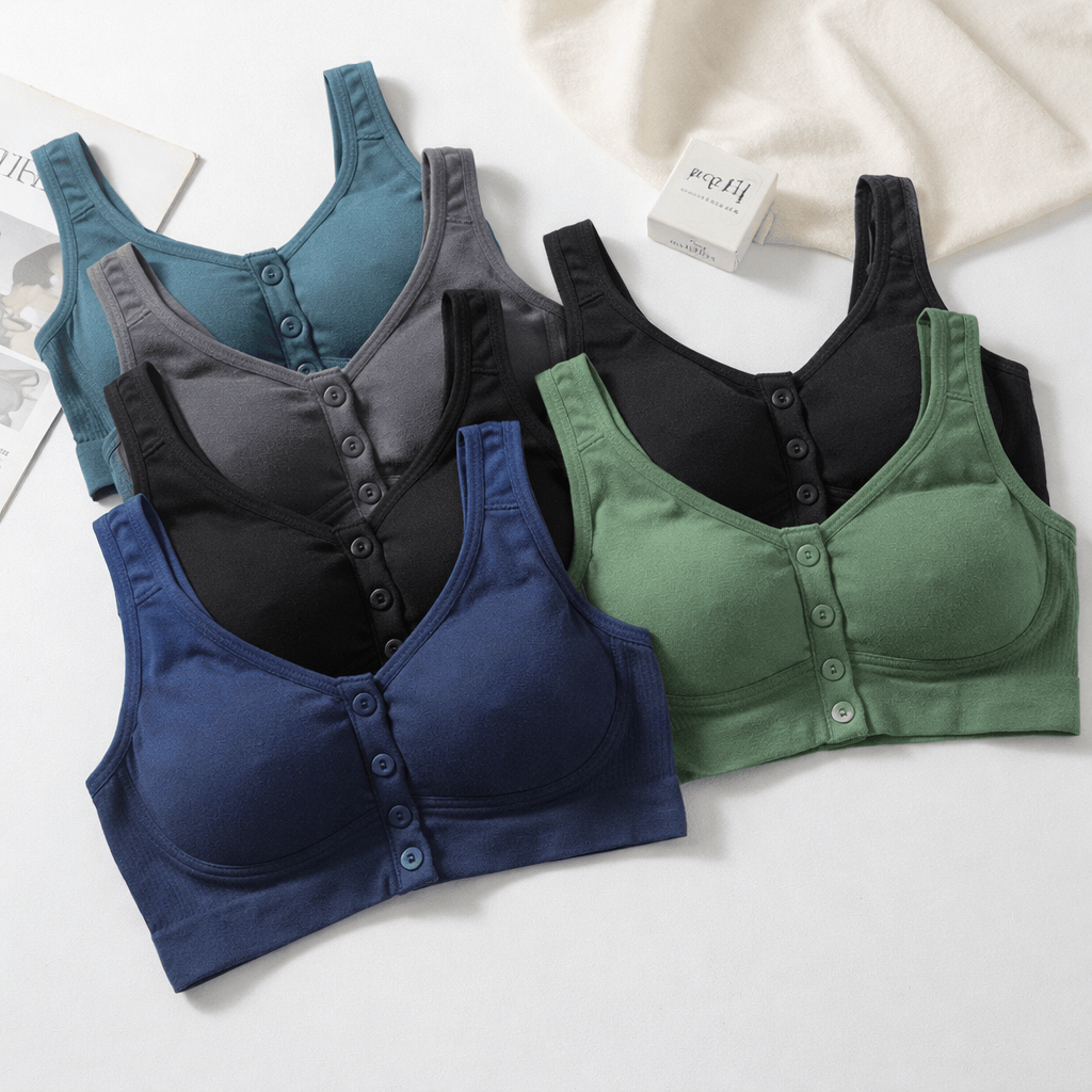 6 pc Seamless Front Button Women Comfortable Cotton Bra WB3 - Faze Fashion