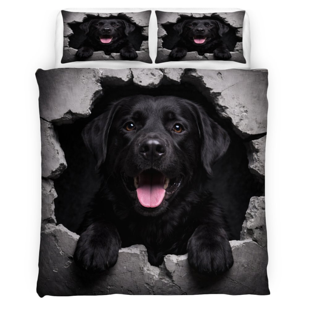 Labrador Linen Black Labrador Retriever Bedding Set - easyusgiftshop