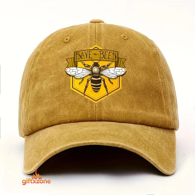 Bee printed baseball cap, men's and women's adjustable outdoor casual ...