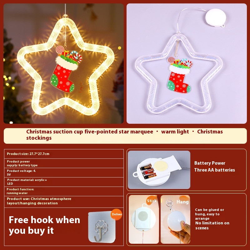 Bright LED Christmas atmosphere star hanging decoration