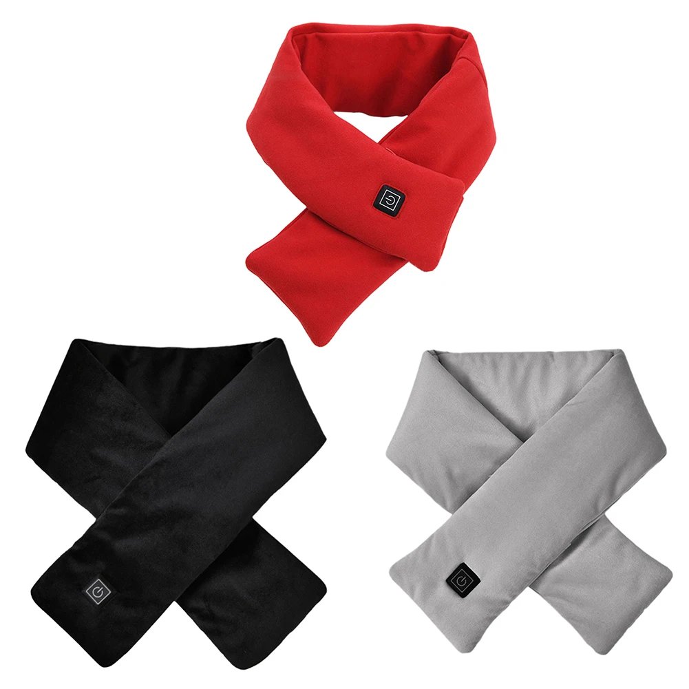 Heated scarf in red, black and grey