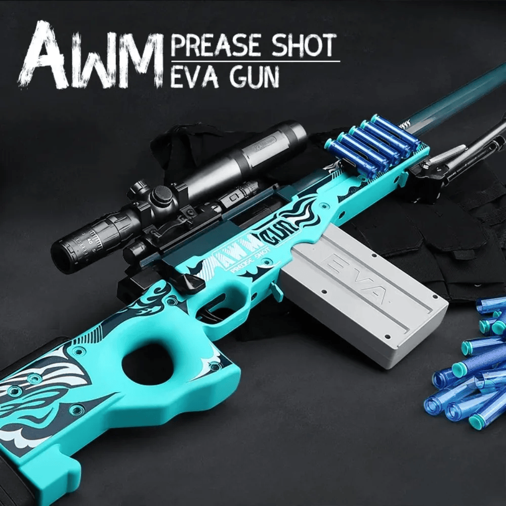 Shell Throwing Green Gun Awm Manual Launchable Safety Shell-Throwing Soft Bullet Toy Gun Sniper ...