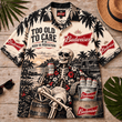Budweiser Too Old To Care Skeleton Vintage Hawaiian Shirt