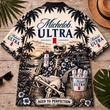 Michelob Ultra Too Old To Care Skeleton Vintage Hawaiian Shirt