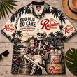 Rainier Beer Too Old To Care Skeleton Vintage Hawaiian Shirt
